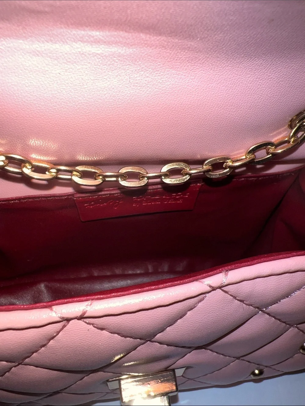 NWT Tint Treats Pink Mini Purse. Gold Chain and Studded Accents and Hardware.​